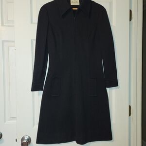 Butte Knit Vintage Wool Blend‎ Dress Women's 70s  Black Modest Classic Severe